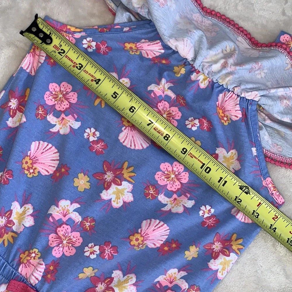 Tommy Bahama Blue Tropical Romper EUC Floral & Shells